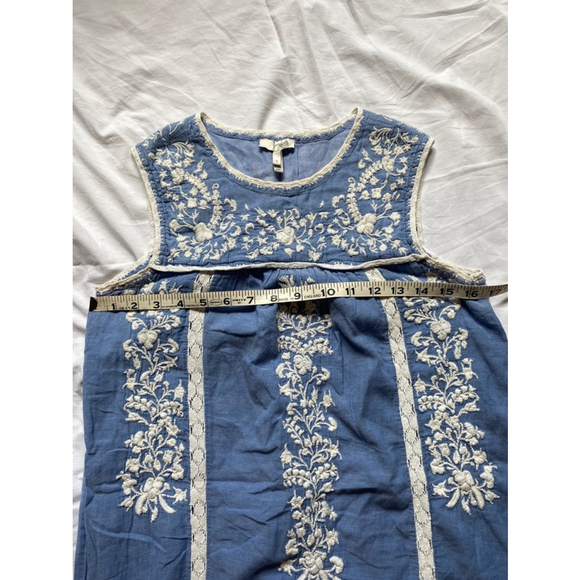 Joie chambray cotton floral embroidered shift dress small - Picture 5 of 5